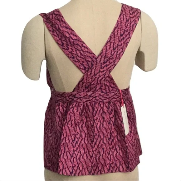 NWT See by Chloe Silk Babydoll Top 6 Pink & Black